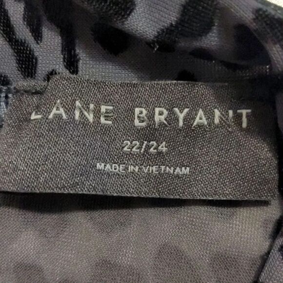 Lane Bryant 22/24 Black Leopard Print Mock Neck Sheer Mesh Long Sleeve Blouse - Picture 11 of 13